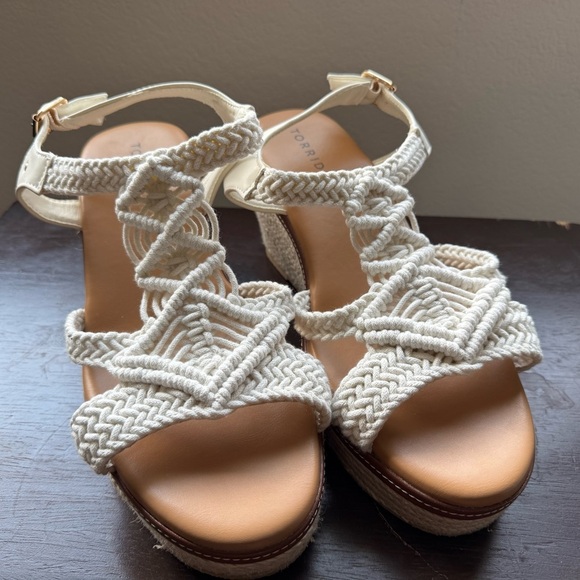 Torrid Knit Cream Wedge Sandals - Picture 2 of 7
